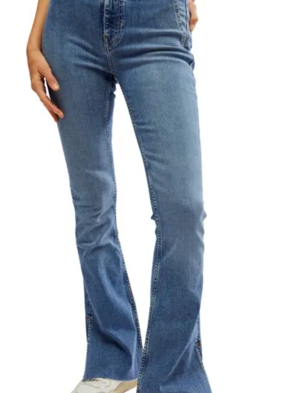 We The Free Level Up Slit Slim Flare Jeans Mid Rise Medium Wash Womens 28